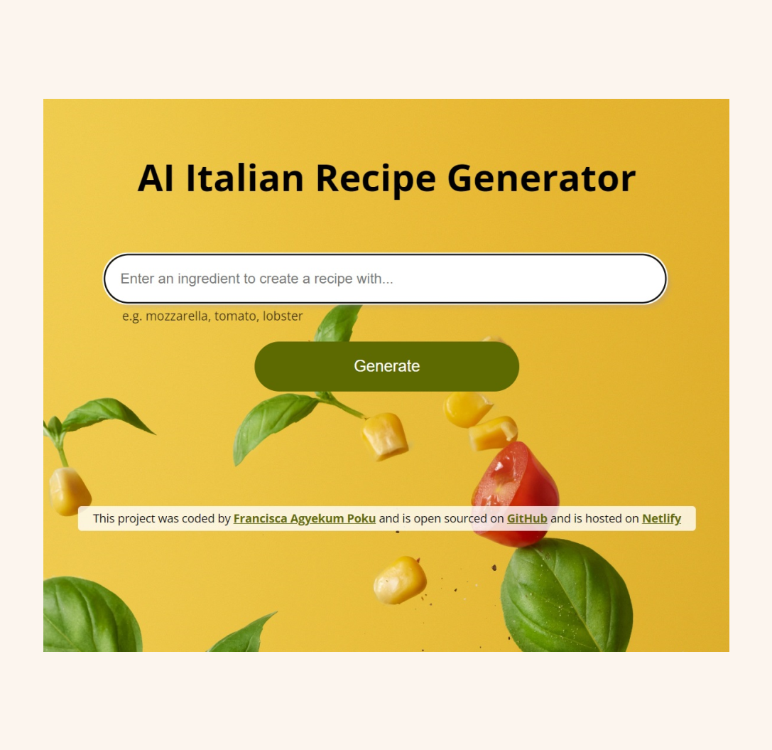 recipe generator app image